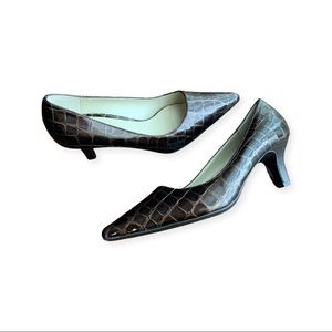 CaBrizi Brown Croc Skin Pumps SIZE 7